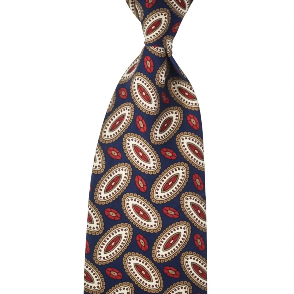 JOS. A.‎ BANK Executive Collection Silk Necktie Designer Navy Ovals Handmade